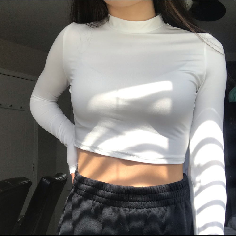 White mock neck